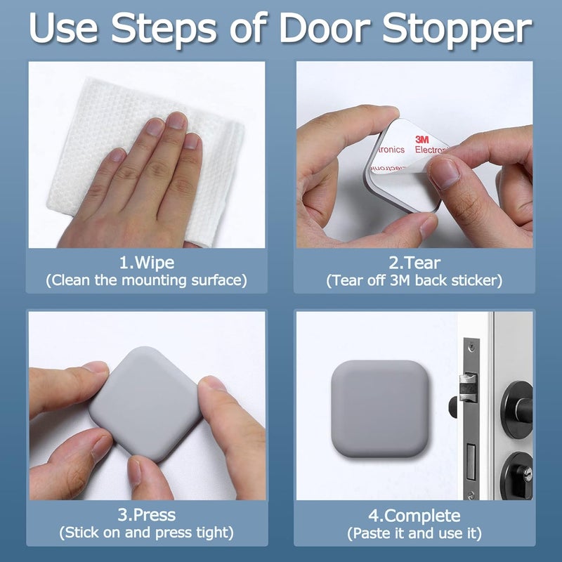 XoYoZo Door Stoppers Wall Protector Buffer Guard Doorknob Door Handle Bumper Self Adhesive Silencer Soft Rubber Crash Pad for Home Office - Image 3
